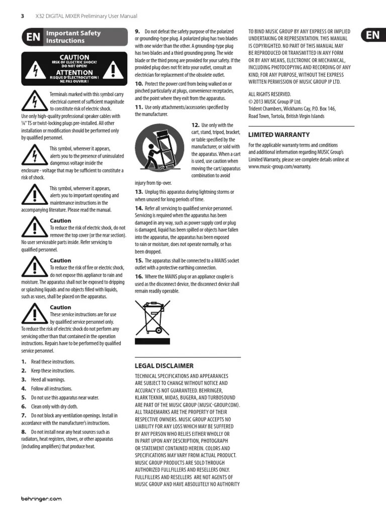 Behringer Digital Mixer x32 User 3 | PDF | Ac Power Plugs And Sockets