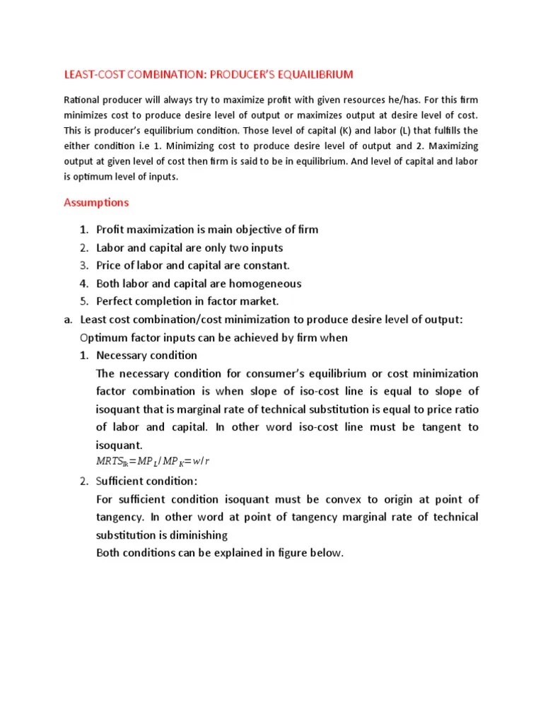 LEAST Cost Combination PDF Labour Economics Economic Equilibrium