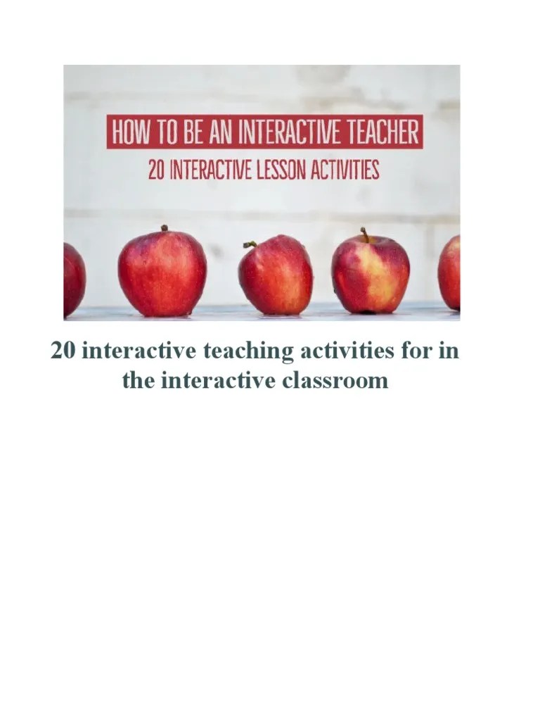 20 Interactive Teaching Activities For in The Interactive Classroom