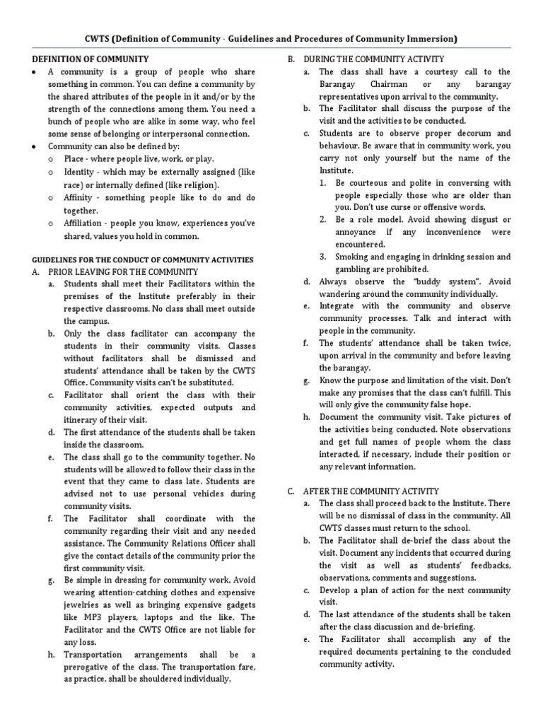 Definition of Community Guidelines and Procedures of Community