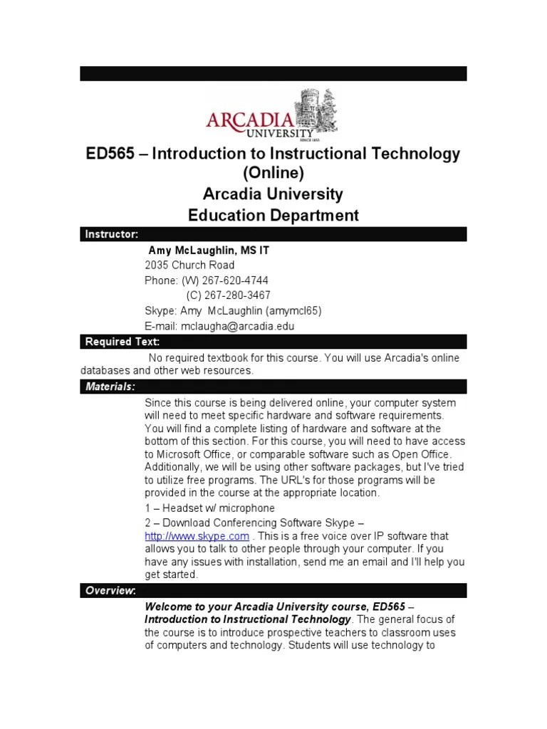 ED565 Introduction To Instructional Technology PDF Educational