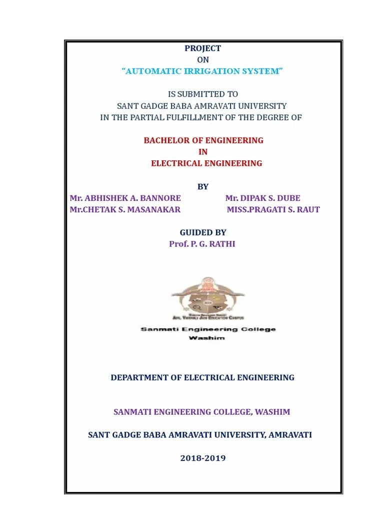 Automatic Irrigation System Project Report PDF Educational