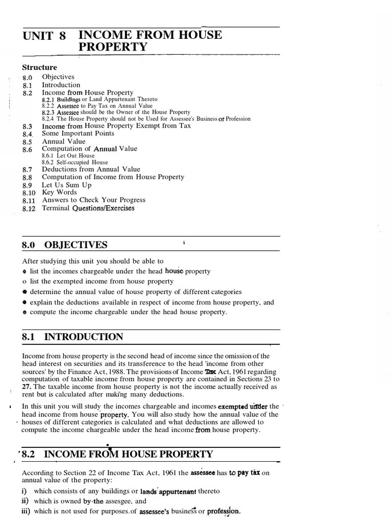 Unit 8 PDF Download Free PDF Renting Tax Deduction