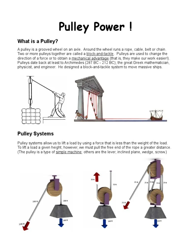 Pulley Power !: What Is A Pulley? | PDF