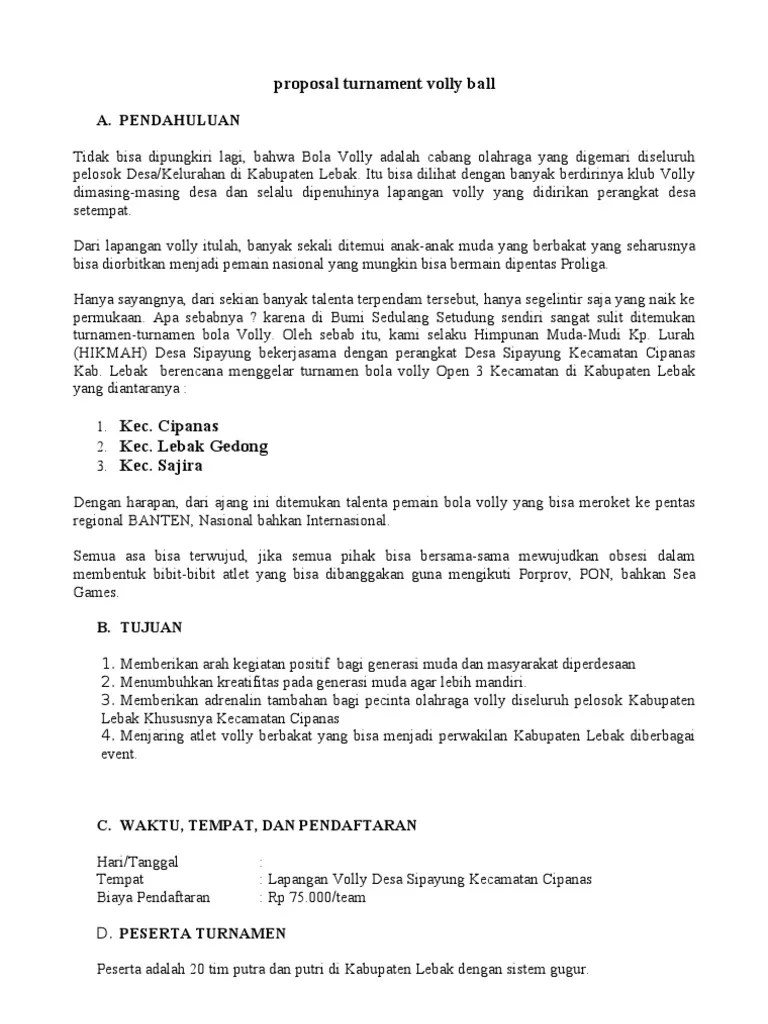 Proposal Turnament Volly Ball | PDF