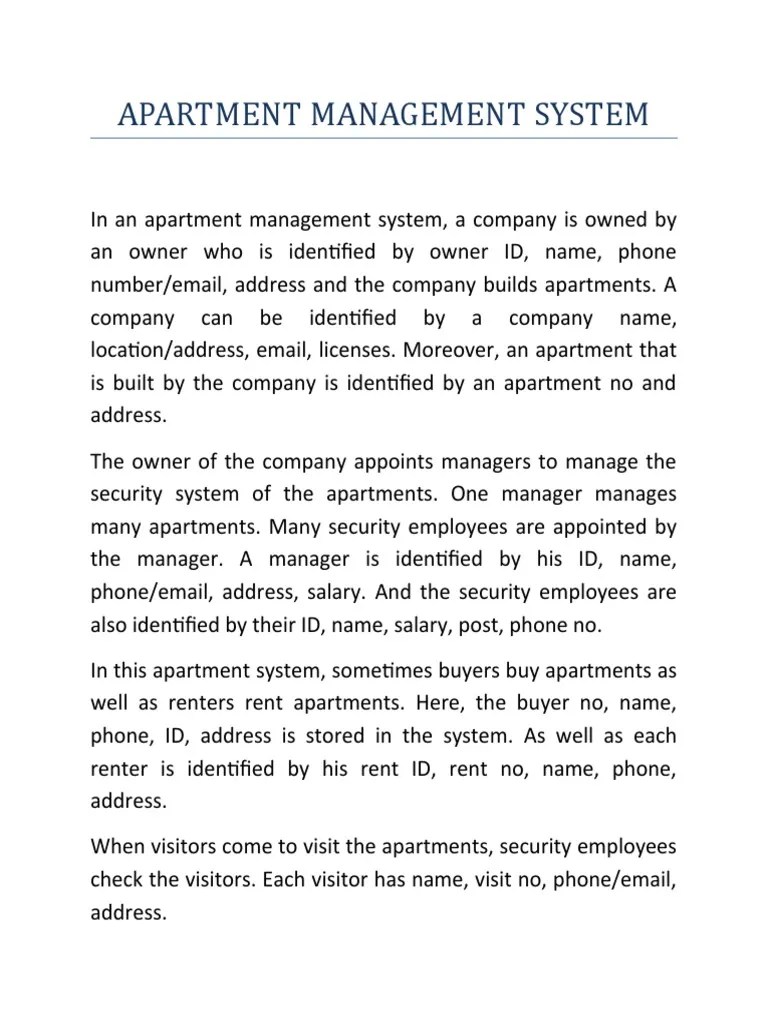 Apartment Management System PDF