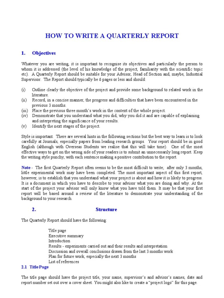 How to Write a Quarterly Report Abstract (Summary