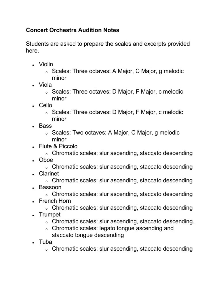 YOPW Concert Orchestra Audition Requirements PDF