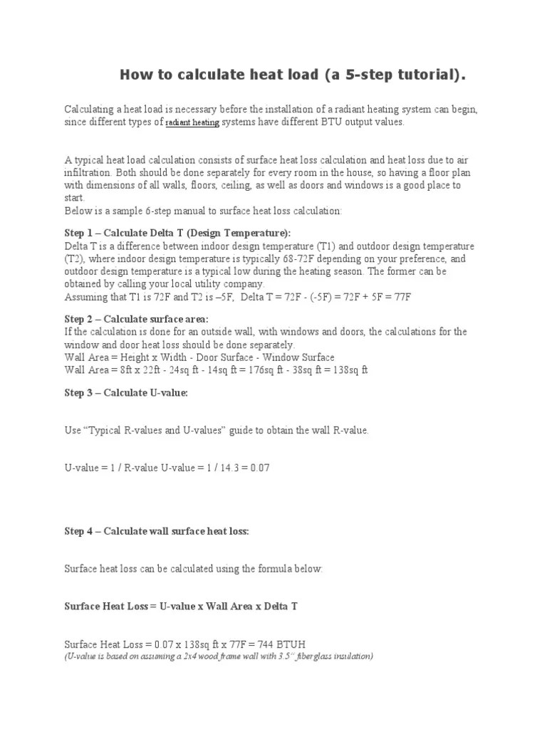 How To Calculate Heat Load (A 5Step Tutorial) PDF Mechanical