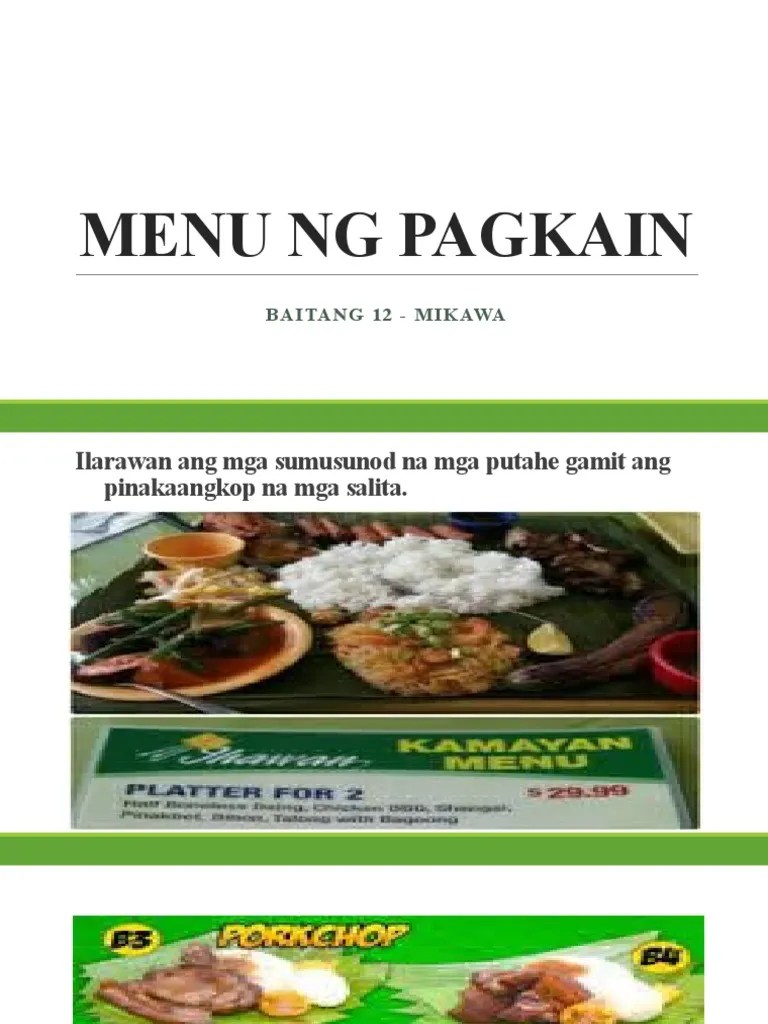 Menu NG Pagkain PDF