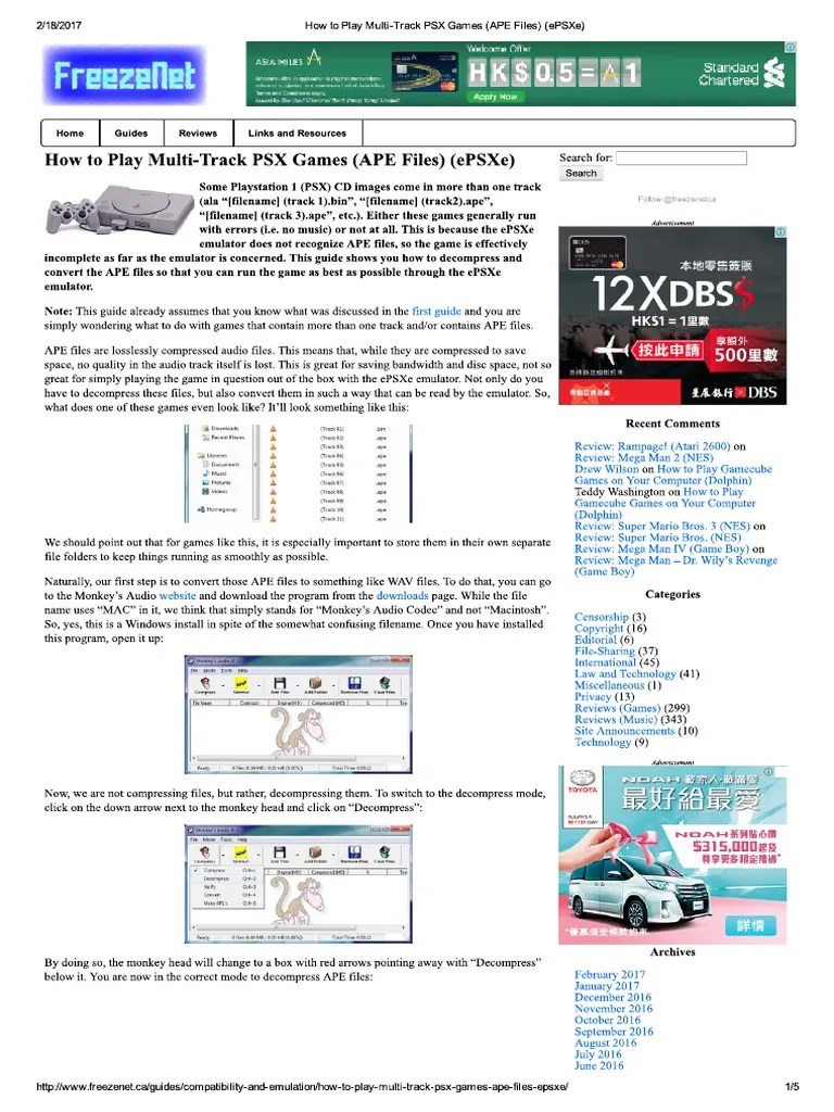 2.1 How To Play MultiTrack PSX Games (APE Files) (ePSXe) PDF PDF