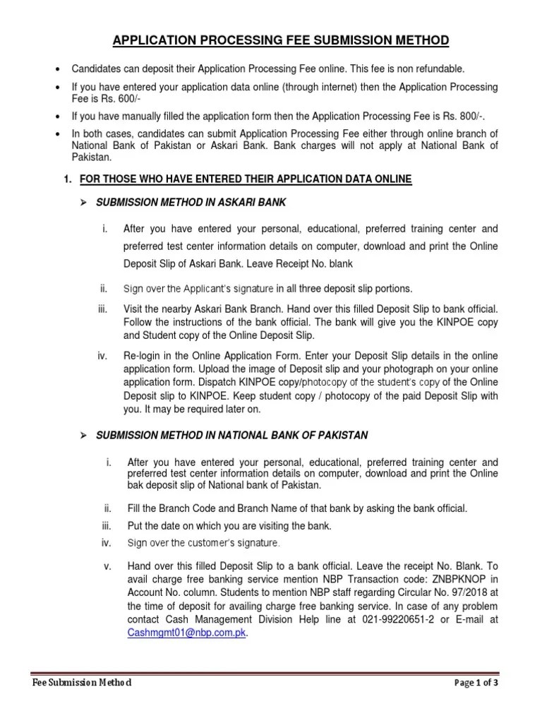 It also states that the deposit is made by check or by cash or by both. Fee Submission Methods2019 20 Fee Envelope