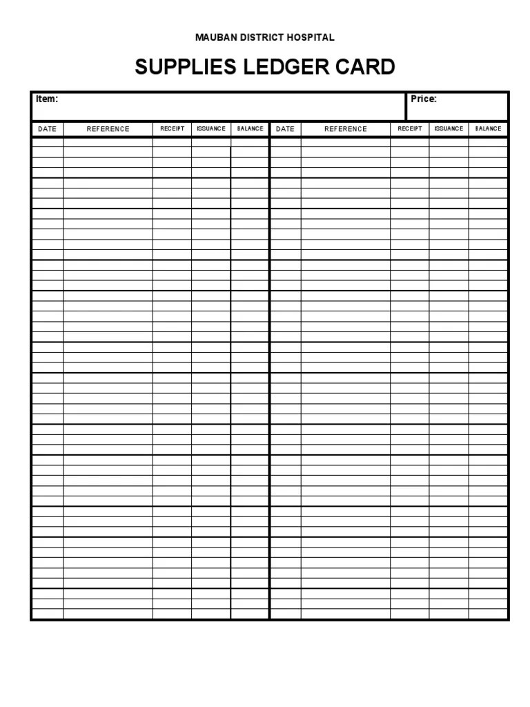 Supplies Ledger Card PDF