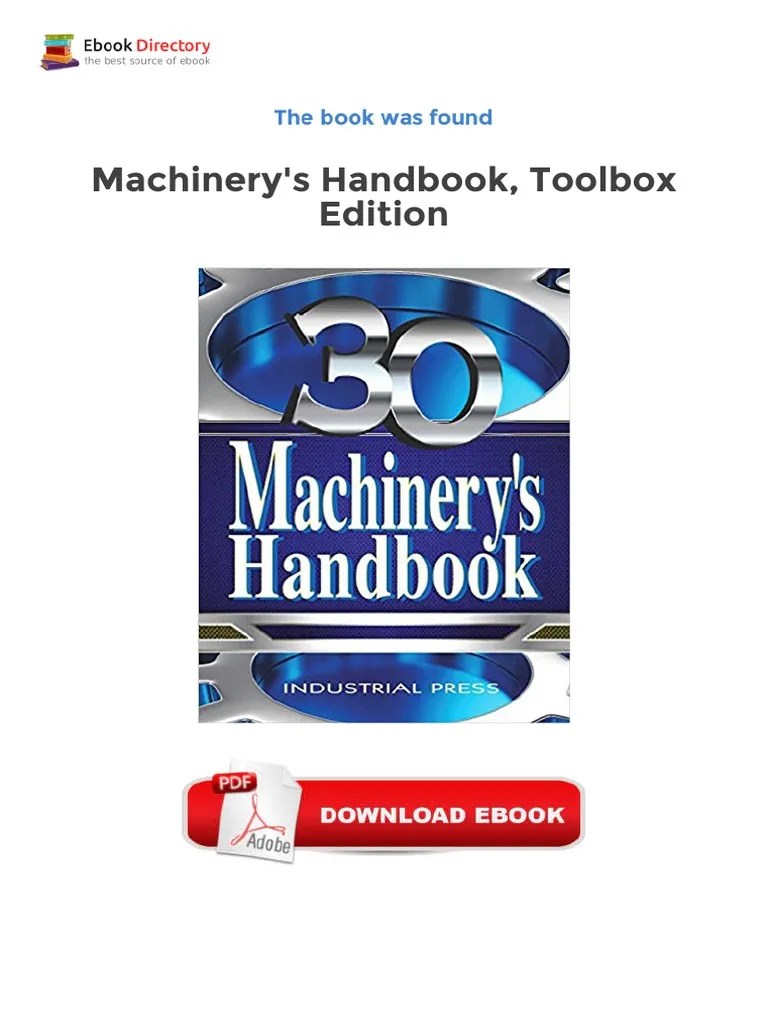 Machinery's Handbook, Toolbox Edition Bookbinding Screw