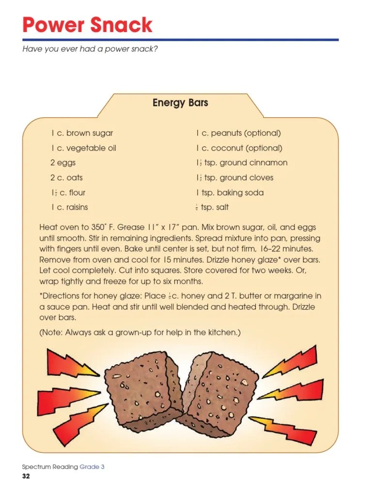 Spectrum Reading Workbook Grade 3 16 PDF Baking Foods