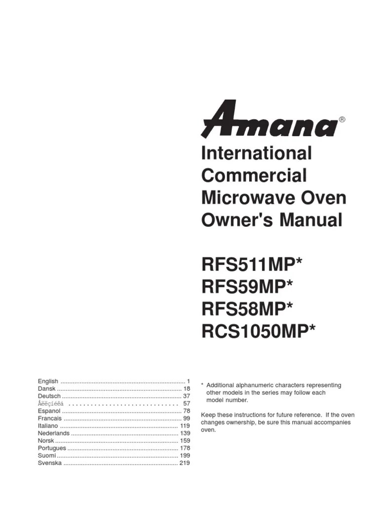 Amana Radarange PDF Oven Manufactured Goods