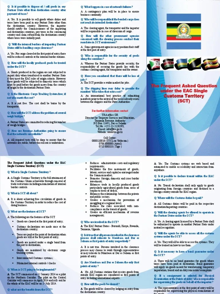 Questions and Answers On Single Customs Territory PDF Customs Policy