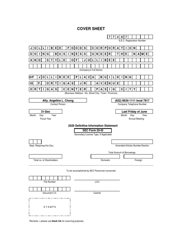 Jollibee Foods Corporation_SEC Form 20IS_19June2020.pdf Proxy Voting