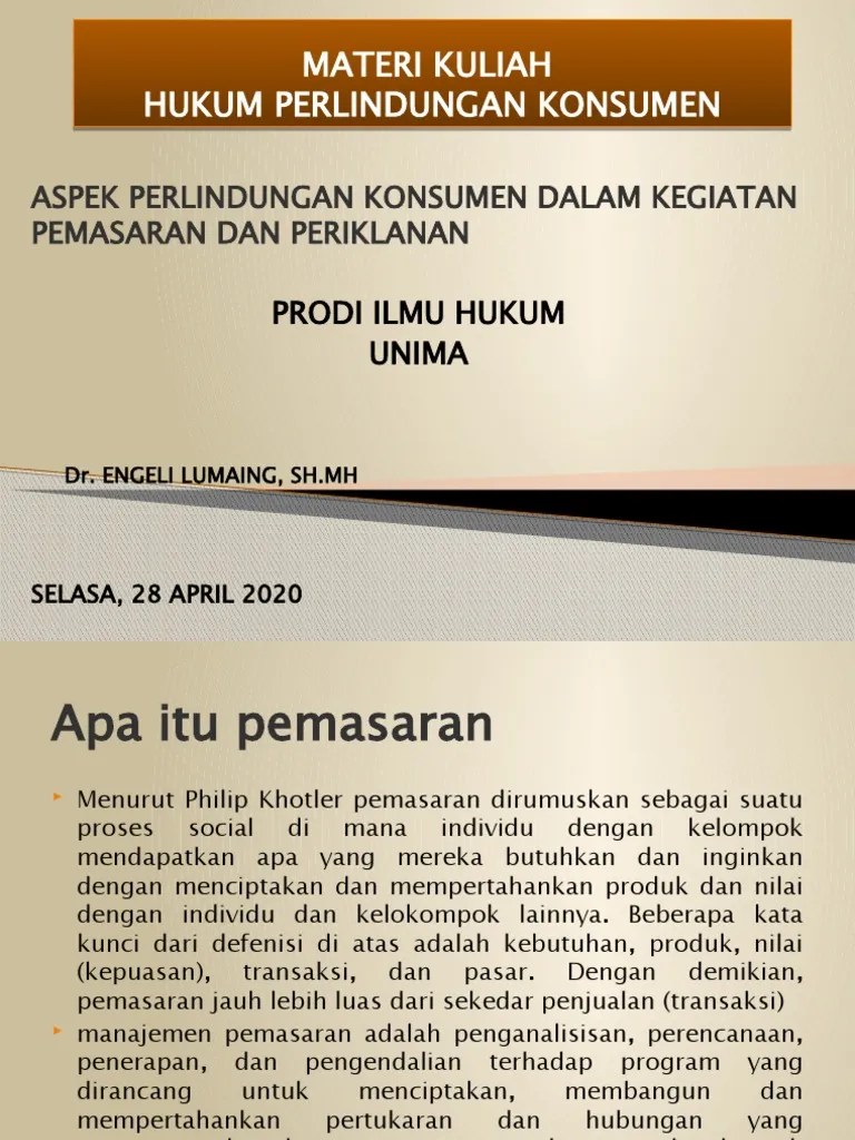 Materi Kuliah Hukum Perlindungan Konsumen