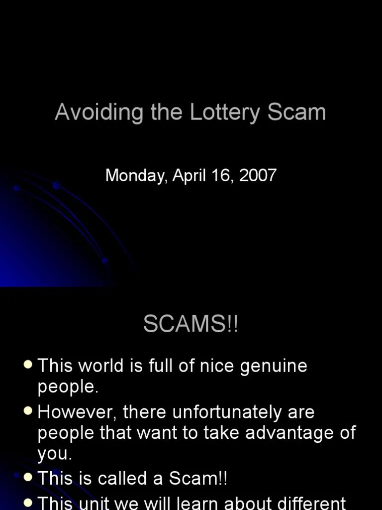 How to Avoid Lottery Scams PDF