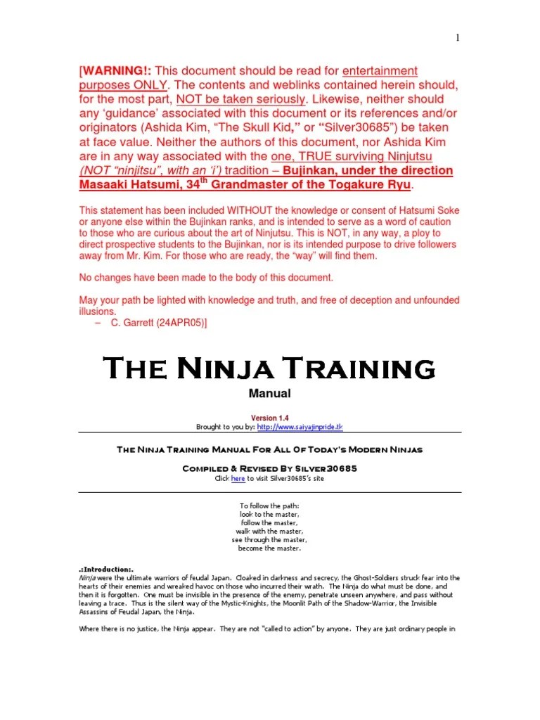 Ninja - The Ninja Training Manual - Learn Ninjitsu! | PDF | Weight