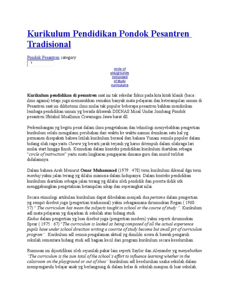 Kurikulum Pendidikan Pondok Pesantren Tradisional