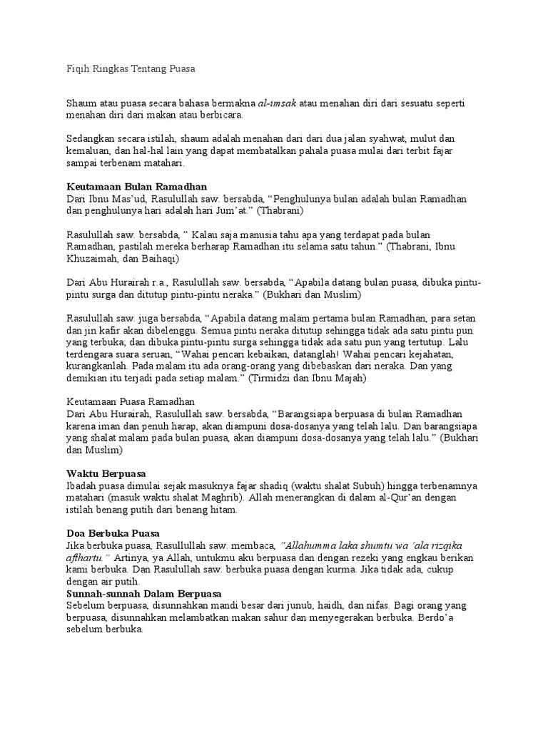 Fiqih Ringkas Tentang Puasa | PDF