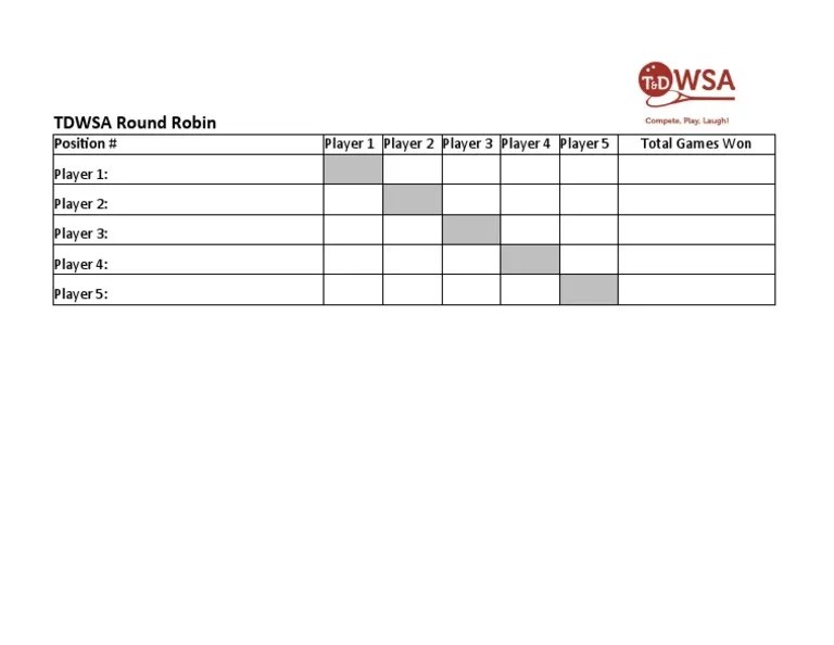 Tdwsa Round Robin Template PDF