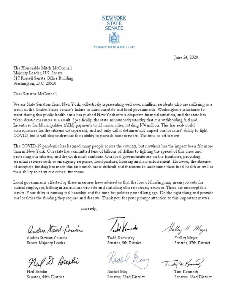 06.24.20 Letter to Senator McConnell United States Senate The