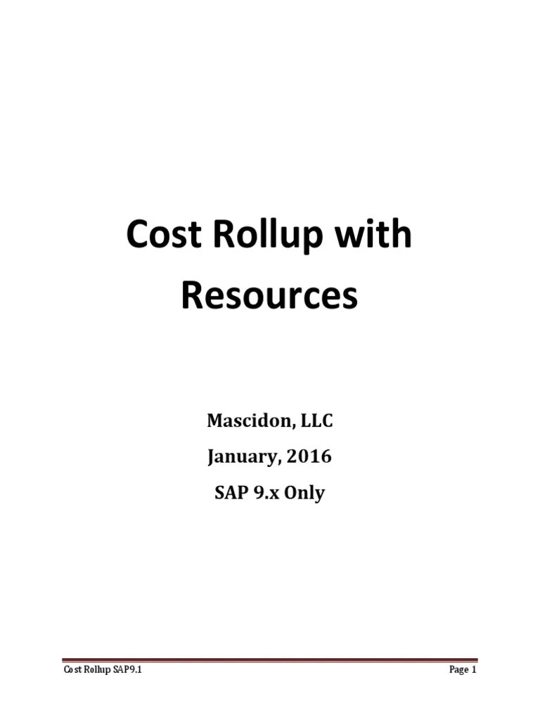 Cost Rollup With Resources Mascidon, LLC January, 2016 SAP 9.x Only PDF