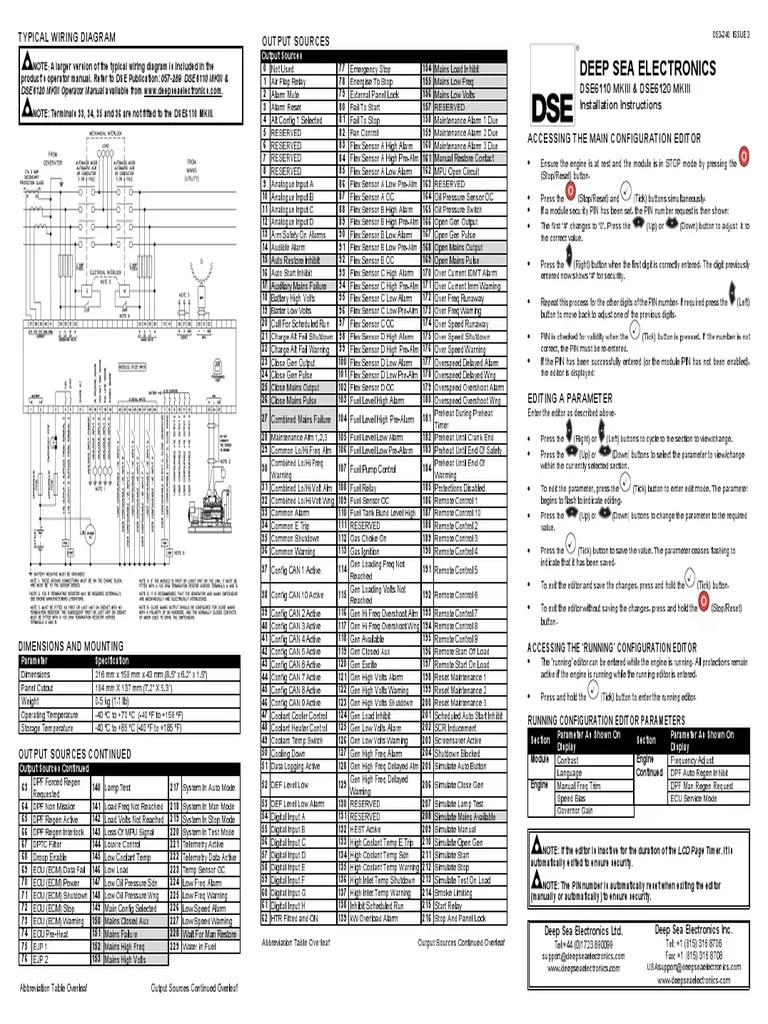 DSE6110 MKIII DSE6120 MKIII Installation Instructions PDF | PDF | Mains