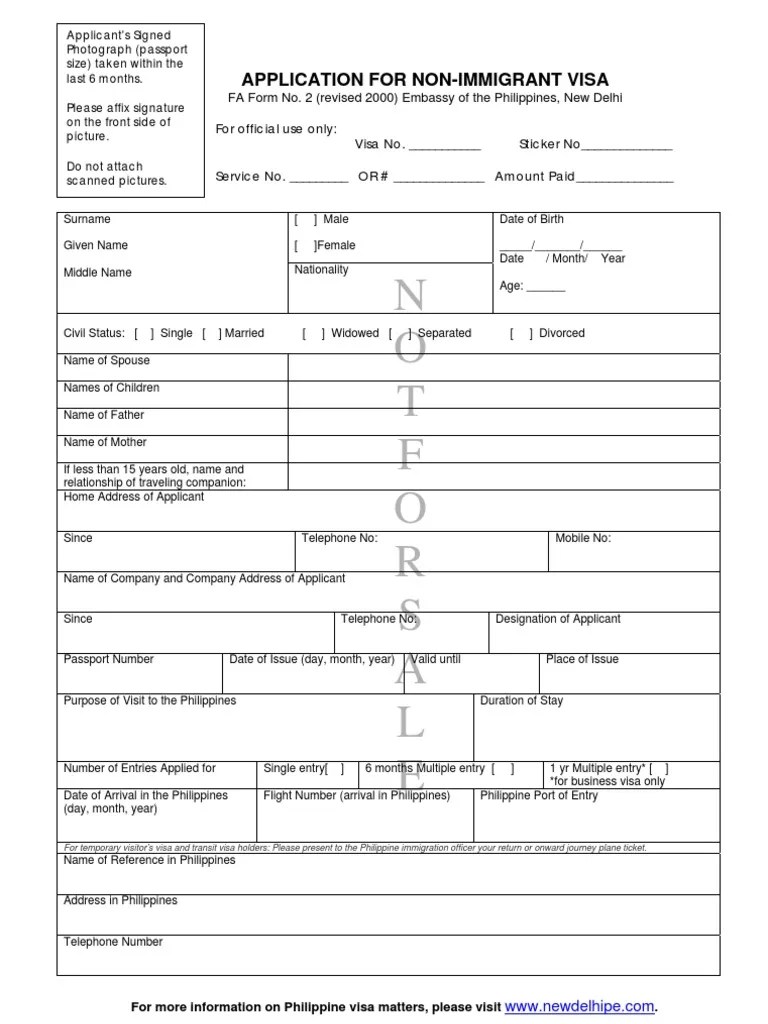Transit Form Travel Visa Passport