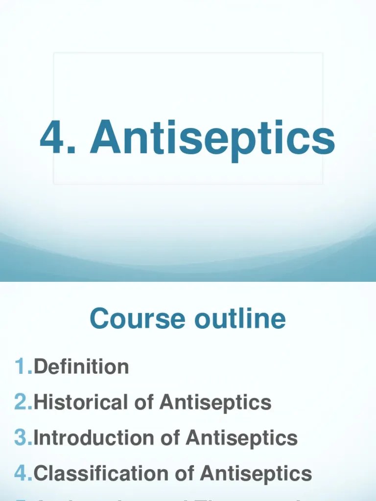Classification and Uses of Common Antiseptics PDF Chemical