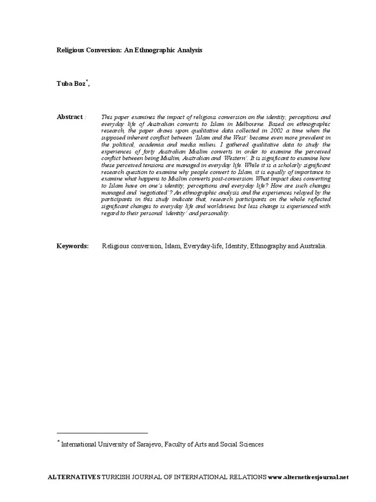 Religious Conversion An Ethnographic Analysis 2012 PDF Religious