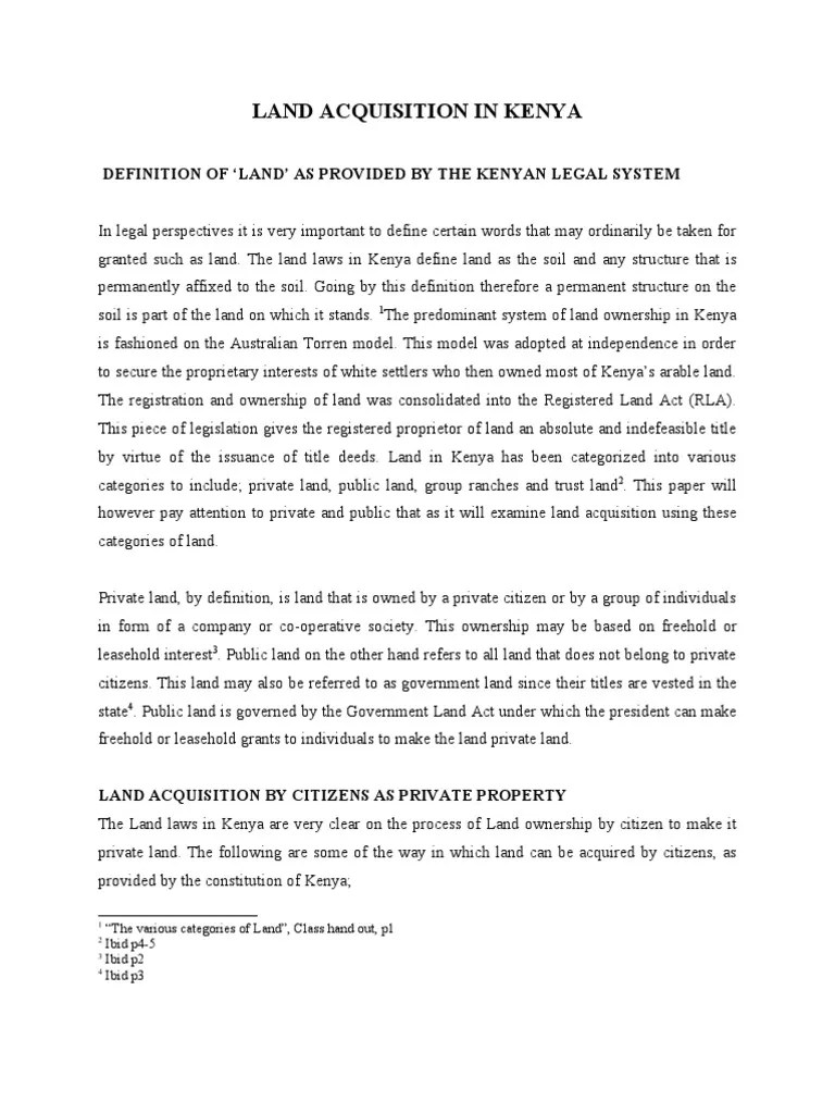 Land Acquisition in Kenya Scribd Ownership Property Law Free 30