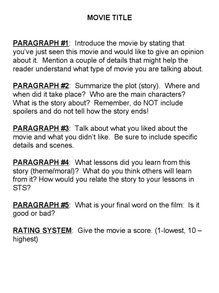 Movie Review Template PDF