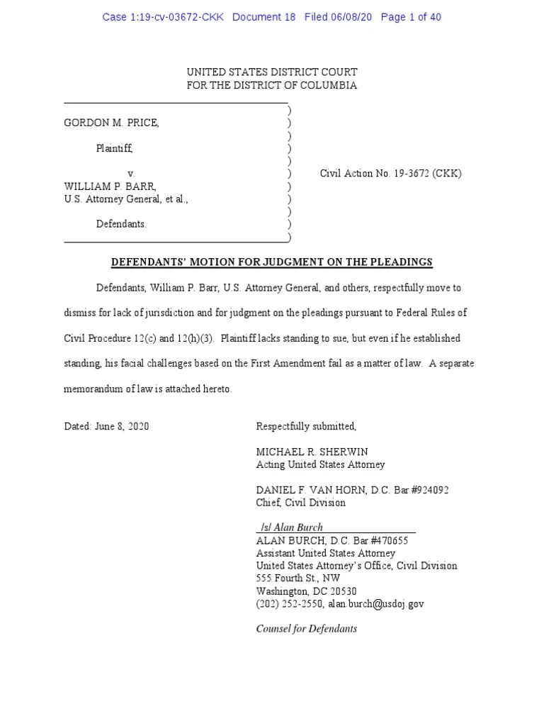 Defendants’ Motion For Judgment On The Pleadings Ashcroft V. Iqbal