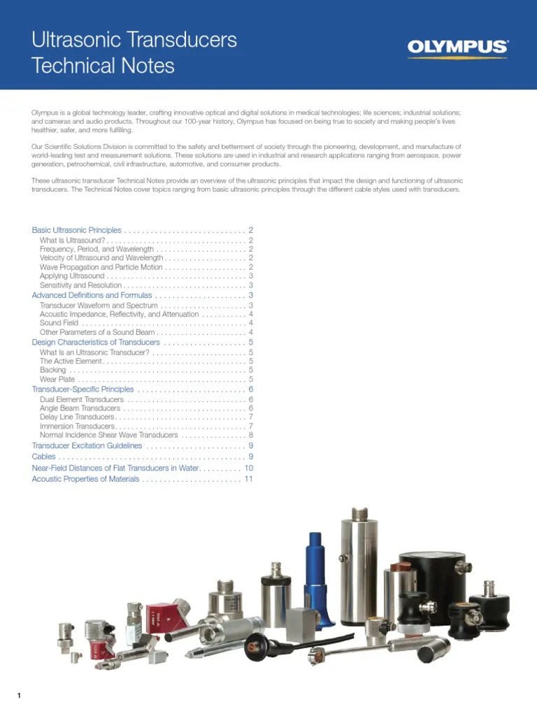 Ultrasonic Transducers Technical Notes PDF Ultrasound Waves
