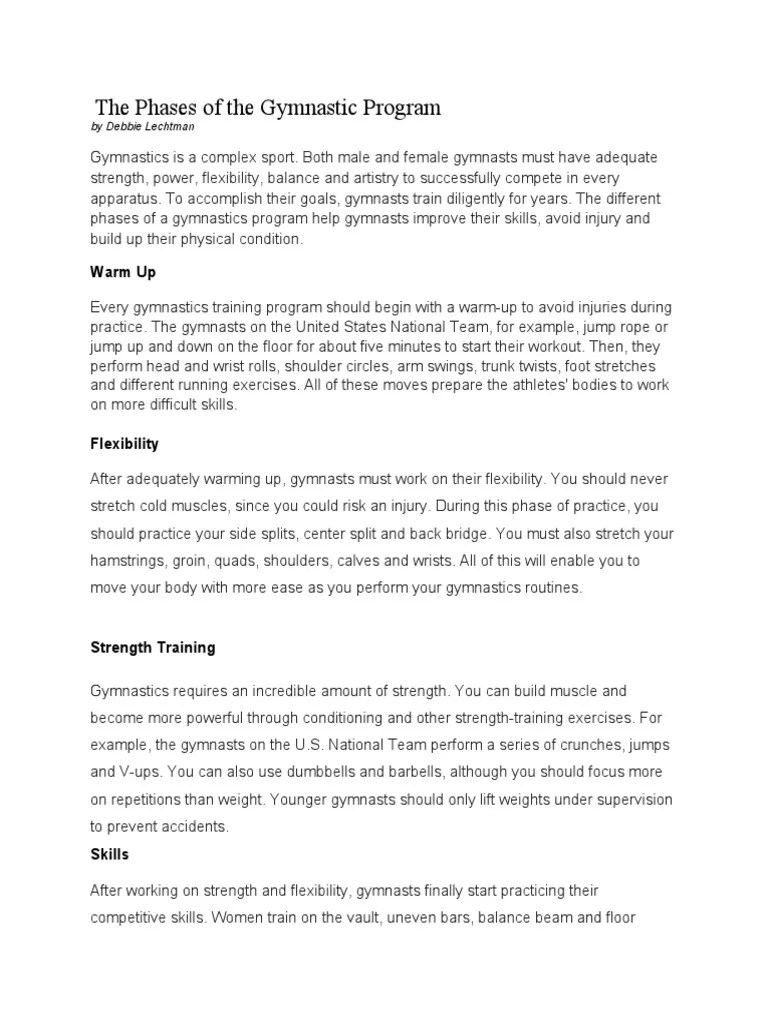 The Phases of The Gymnastic Program PDF Gymnastics Strength Training