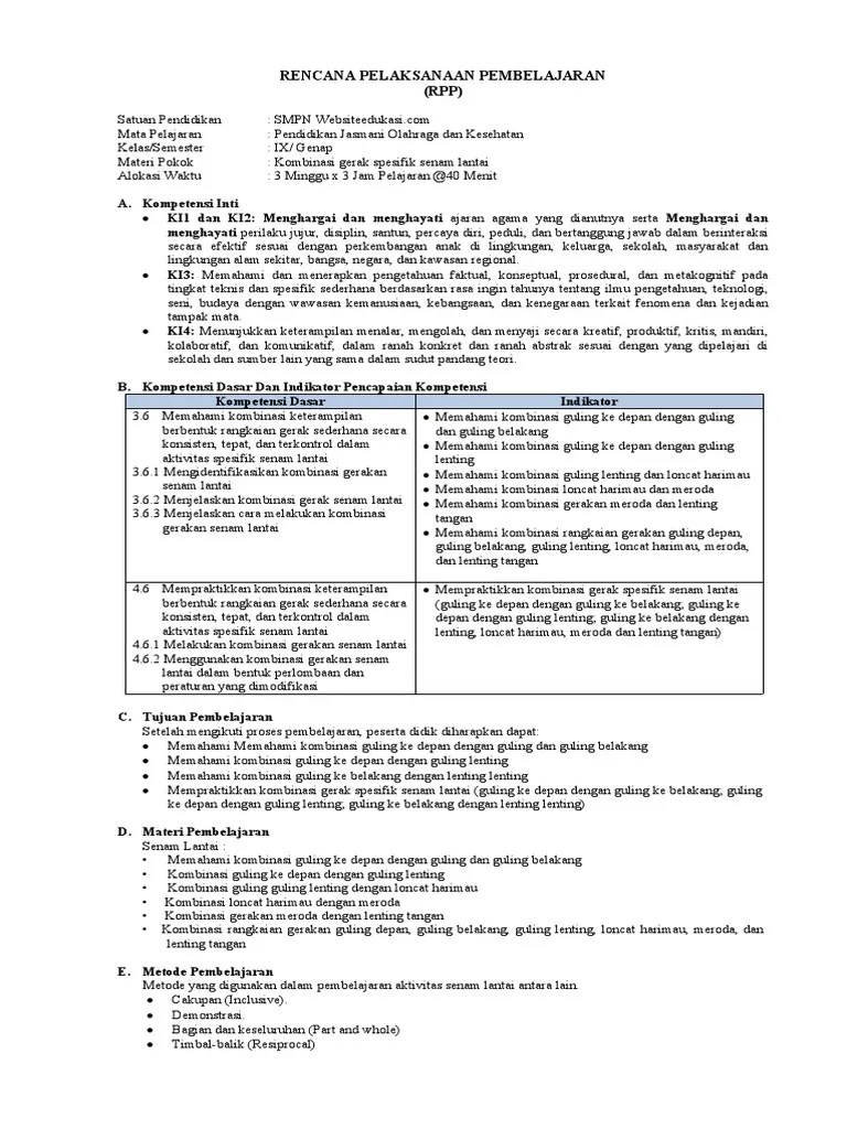 RPP 6 - Aktivitas Senam Lantai | PDF