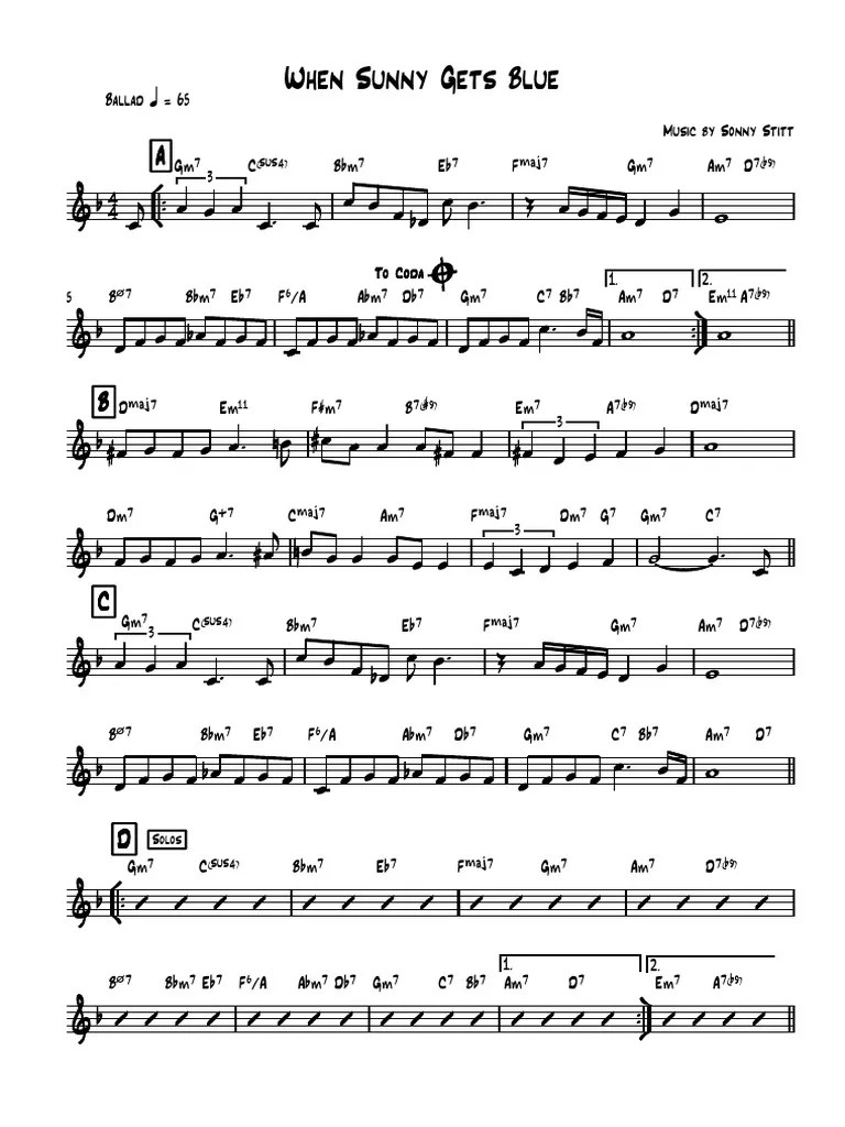 When Sunny Gets Blue Lead Sheet PDF