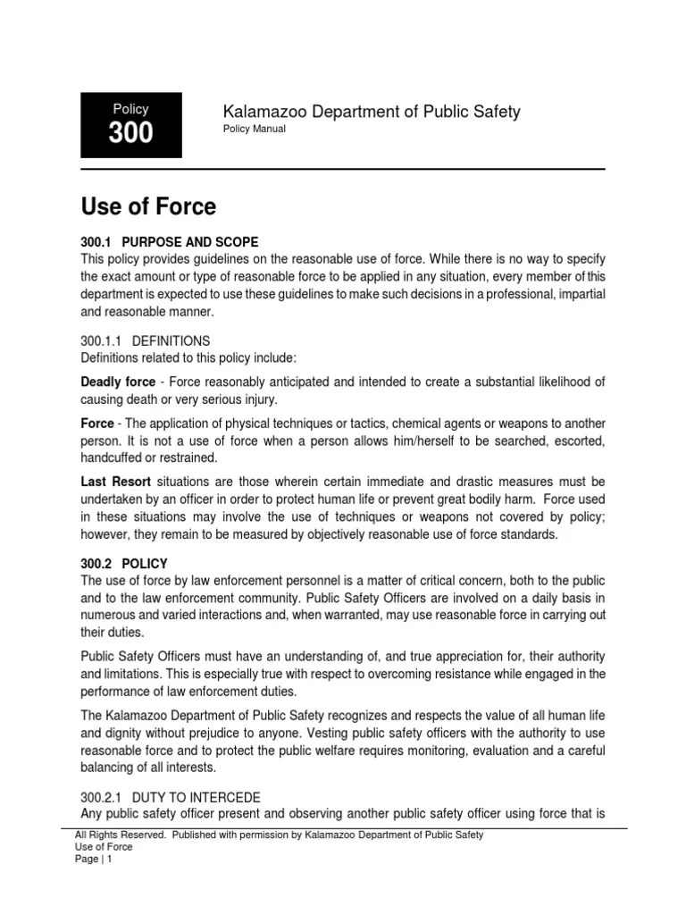 300Use of Force PDF PDF Use Of Force Deadly Force