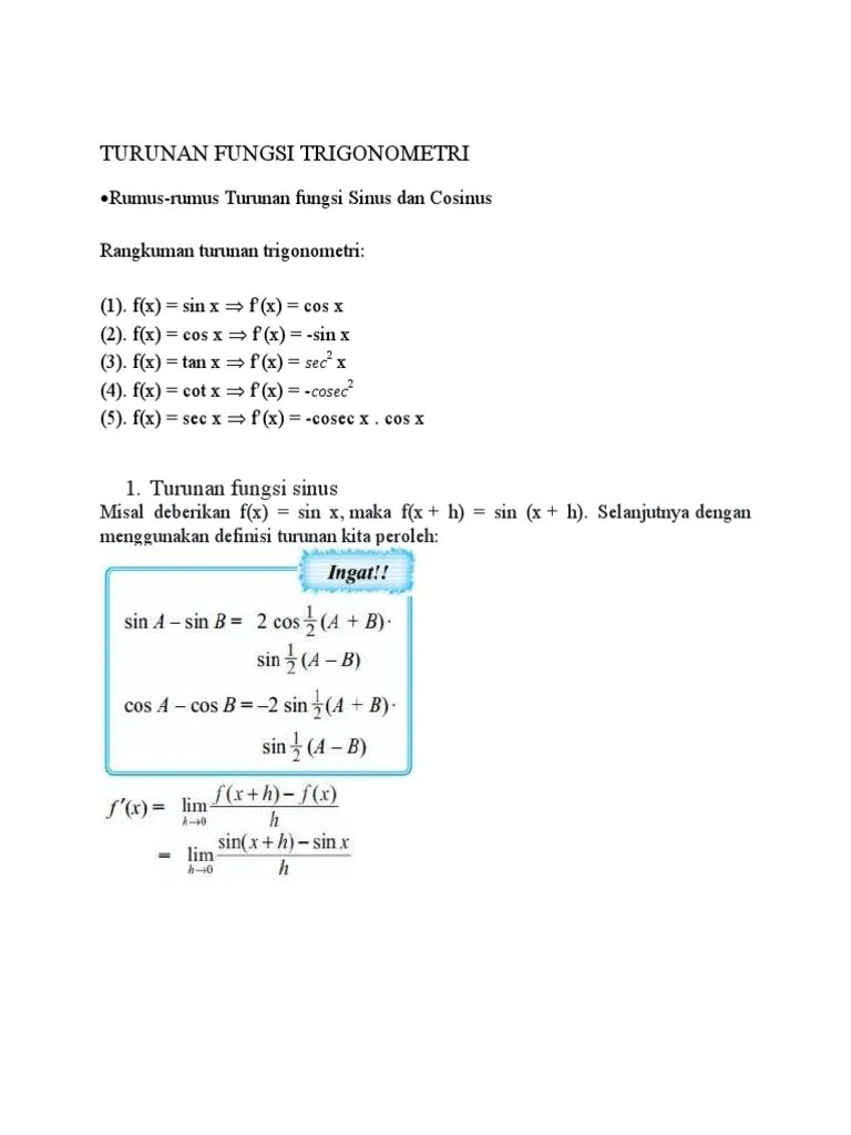 Turunan Fungsi Trigonometri | PDF