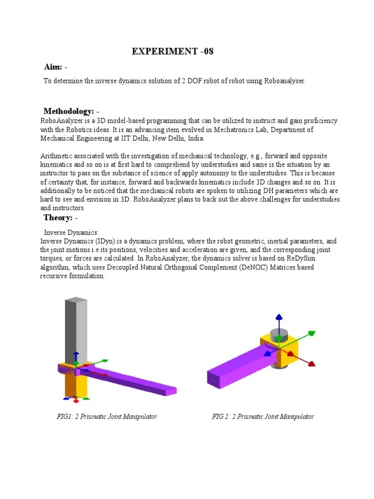 Experiment 08 FIG1 2 Prismatic Joint Manipulator FIG 2 2 Prismatic