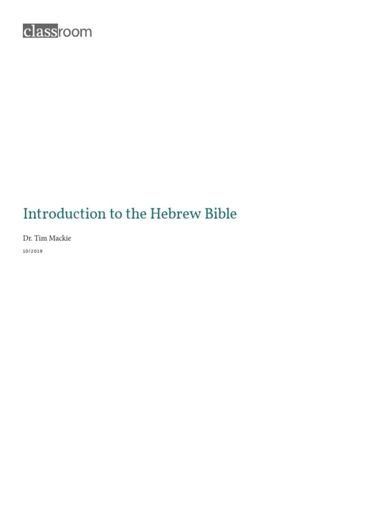 Student Workbook Final Introduction To The Hebrew Bible | PDF | Nevi'im