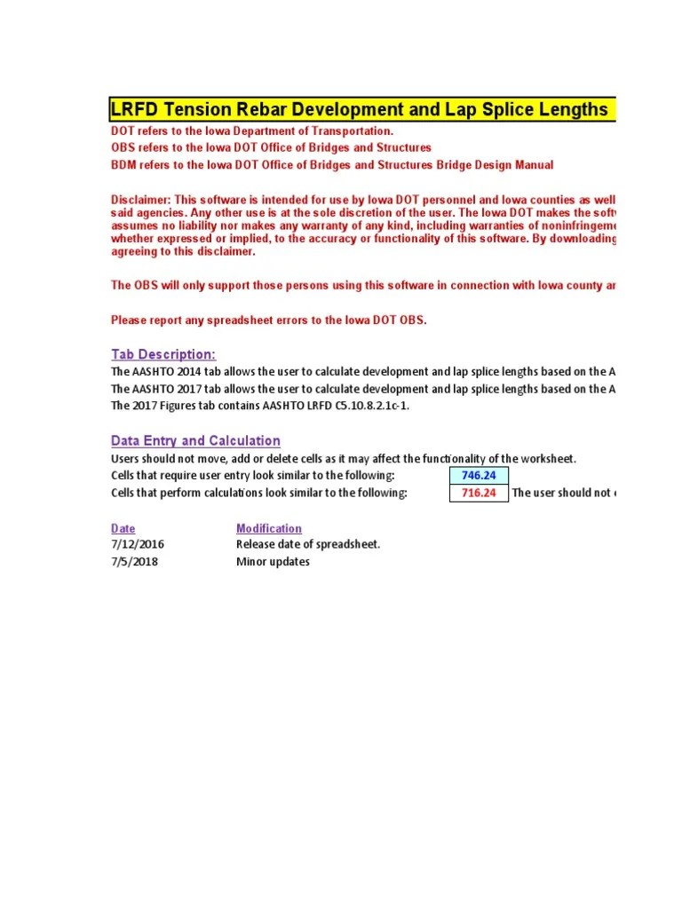 Rebar Tension Development and Splice Lengths LRFD 8th Edition PDF
