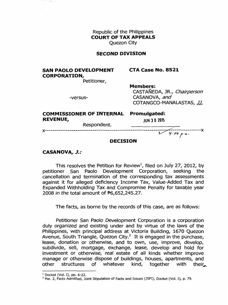 Court of Tax Appeals Chairperson and PDF Tax Deduction Value