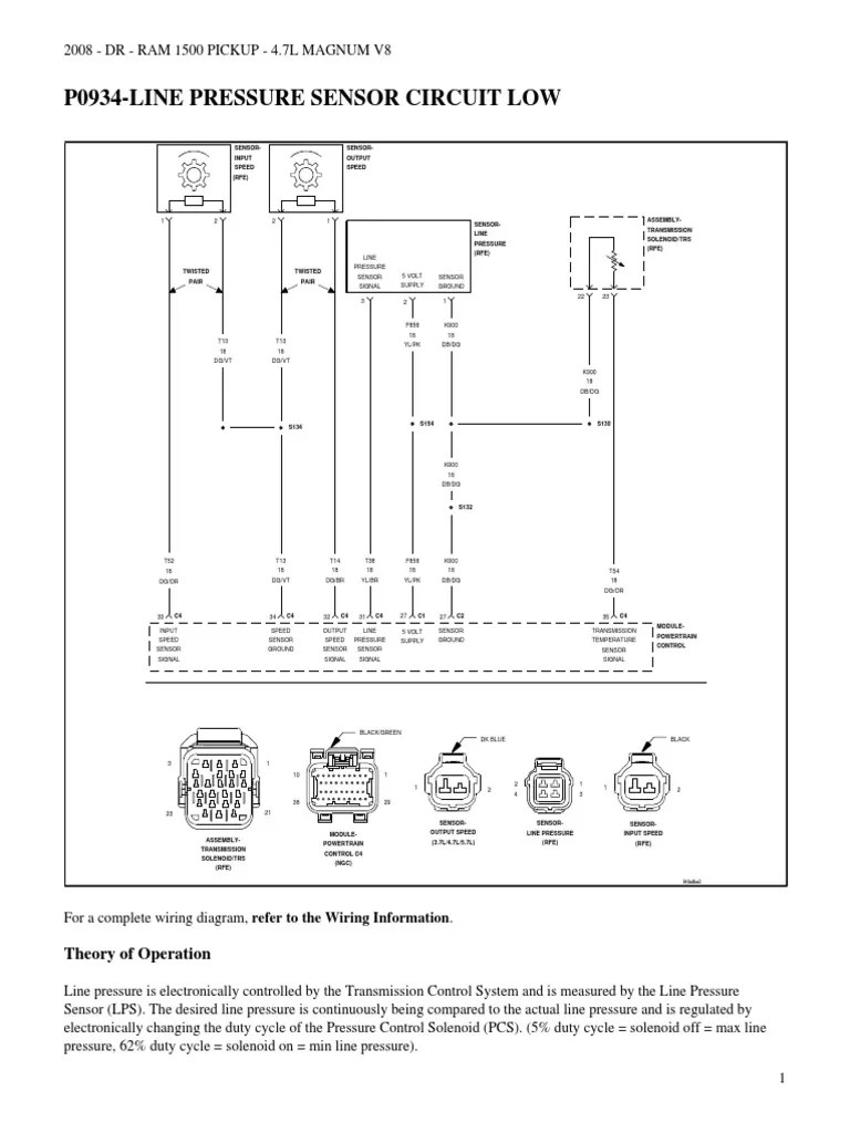 P0934Line Pressure Sensor Circuit Low Theory of Operation PDF