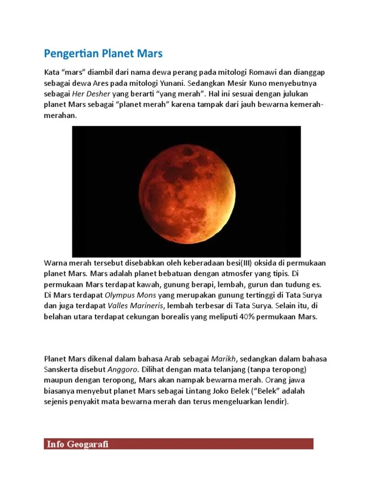 Pengertian Planet Mars | PDF
