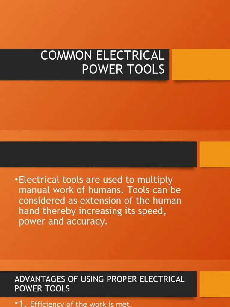 Common Electrical Power Tools PDF